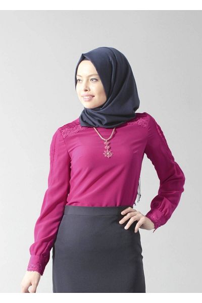 TRENDTESETTÜR Γυναικεία Φούξια T 4397 Νέα Μπλούζα Loren Hijab
