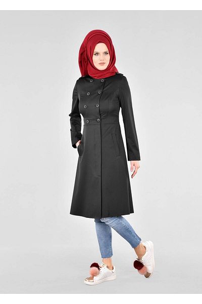 TRENDTESETTÜR Γυναικείο Μαύρο T 1810 Yaren Hijab Trench
