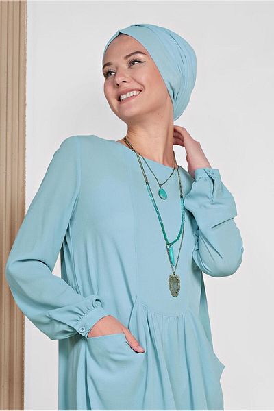 TRENDTESETTÜR Γυναικείο μπλουζάκι με τσέπες μπλε (AQUA) 4240