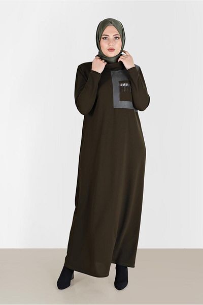 Alvina Shawl Collar Chain Detailed Dress - 20197