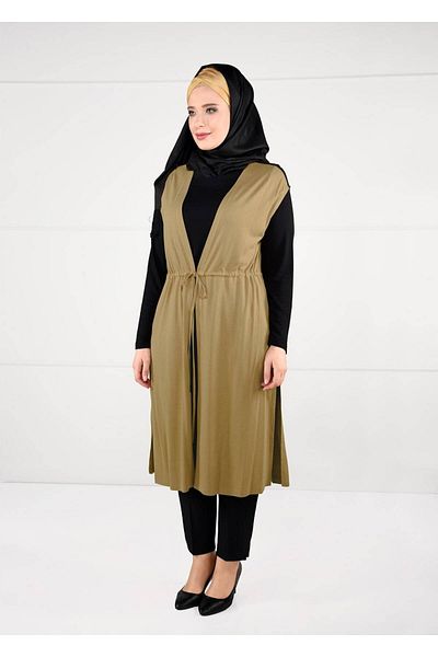 TRENDTESETTÜR Orange Mustard Women's Tunic - Waist Lace-Up Set of 2 2632