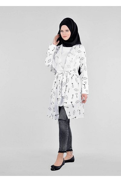 TRENDTESETTÜR Γυναικεία Κρέμα (CREAM-BLACK) T 4698 Rosa 8291 Hijab Tunic