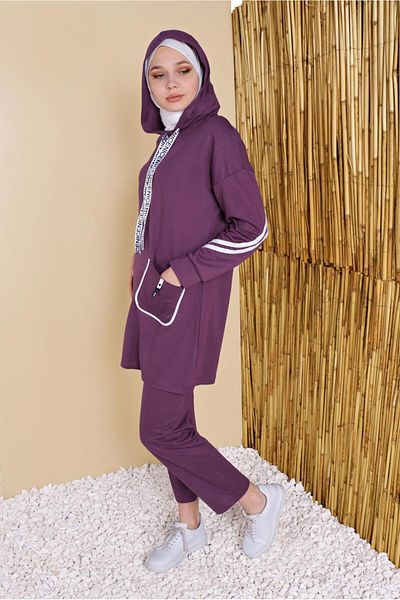 TRENDTESETTÜR Stripe Hooded 2-Piece Trousers Tracksuit