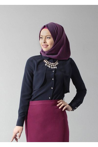 TRENDTESETTÜR Γυναικεία Navy Blue (K.LACİVERT) T 4435 Criss Hijab Μπλούζα