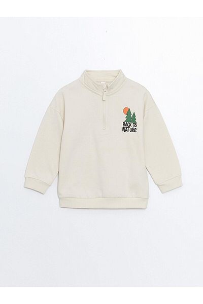 LC Waikiki Lcw Kids Stand Collar Printed Long Sleeve Baby Boy Sweatshirt