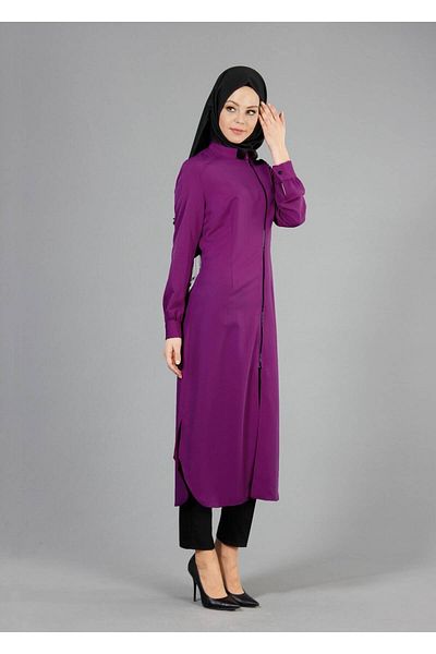 TRENDTESETTÜR Women's Purple (A.MOR) T 4770 Sheraton Hijab Tunik