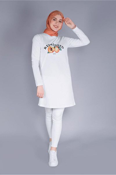 TRENDTESETTÜR 8206 Μοντέλο εμπριμέ βαμβακερό τουνίκ