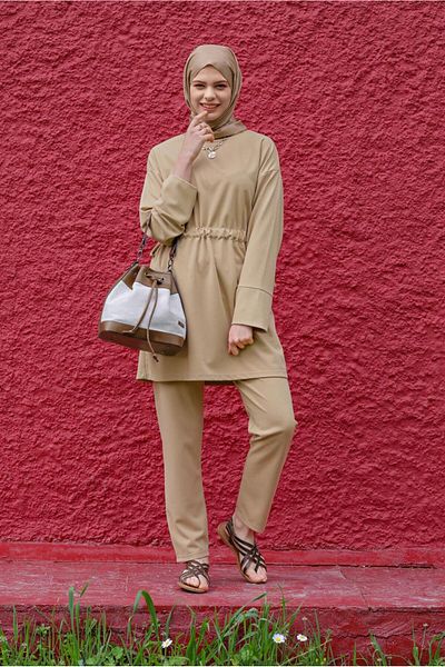 TRENDTESETTÜR Γυναικείο Σετ Παντελόνι Καφέ (CAMEL) 0956