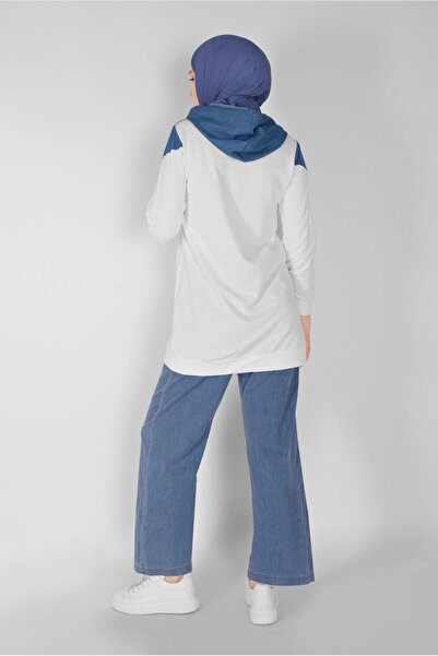 TRENDTESETTÜR Navy Blue Indigo Hooded Snap Tunic 4856