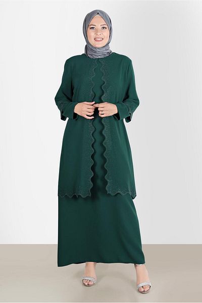 Alvina Crepe Dress - Stone Detailed, Model 20244