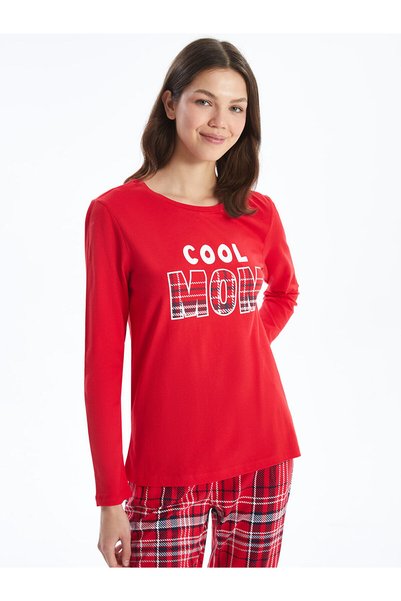 LC Waikiki Two Mt Shop Quality Lcw Dream Red Printed Long Sleeve Women's Paja...