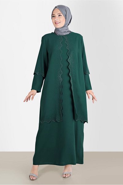 Alvina Crepe Dress - Stone Detailed, Model 20244