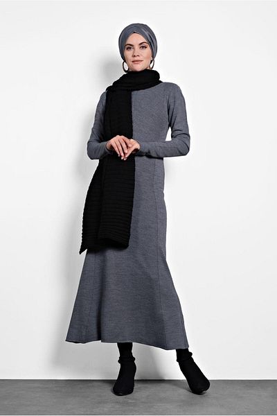 TRENDTESETTÜR Γυναικείο Πλεκτό Φόρεμα Γκρι (GREY-MELANJ) 40047