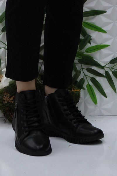Mehmet Mete 4001 Black Comfortable Soft Original Genuine Leather Women's Boots