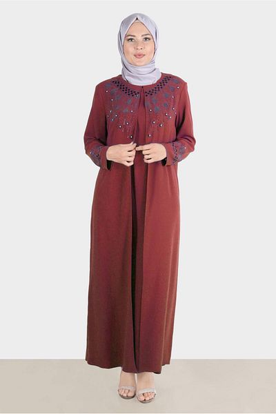 Alvina Crepe Dress - Stone Printed, Model 20245