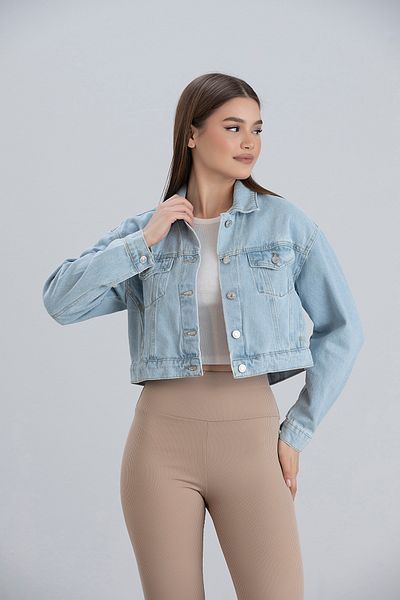 naymanlife Jachetă de damă, albastră, cu buzunare duble, cu mâneci, cu buzunar