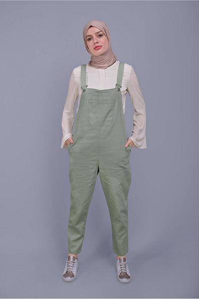 TRENDTESETTÜR Green MINT Γυναικείο τζιν Salopet με τσέπες 432
