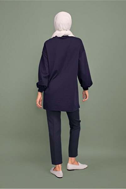 TRENDTESETTÜR WOMEN'S NAVY BLUE WAIST RUBBERED LACE-UP PANTS 6131