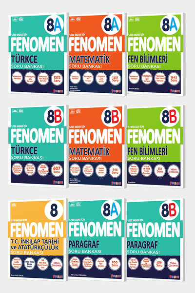 Fenomen Yayıncılık 2025 Fenomen 8. Sınıf 9'lu A-b Tüm Dersler Set