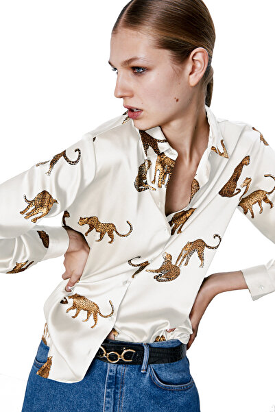 veira Cămașă de damă din satin leopard