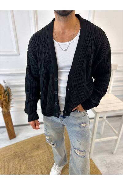 elkumoda Knitwear Patterned Natural Cotton Cardigan - Shawl Collar, Non-Pilli...