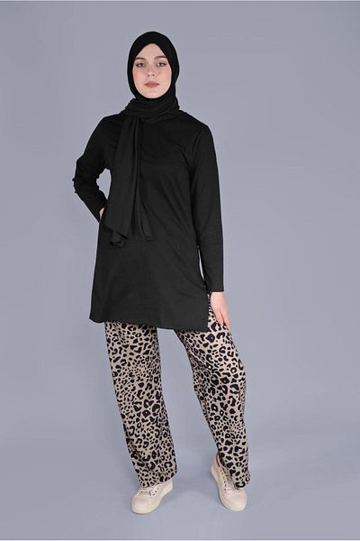 TRENDTESETTÜR Σετ παντελονιού 2 τεμαχίων με σχέδιο Leopard 9866