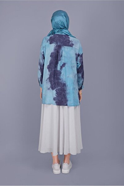 TRENDTESETTÜR Жіноча темно-синя (ІНДИГО) туніка з двоколірним візерунком 341