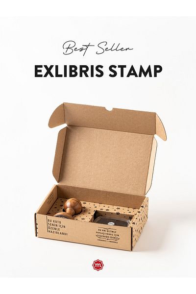 MÜHÜRCE Custom ExLibris Stamp, Personalized Bookplate Rubber Stamp, Book Stamp, Book Lover's Gift
