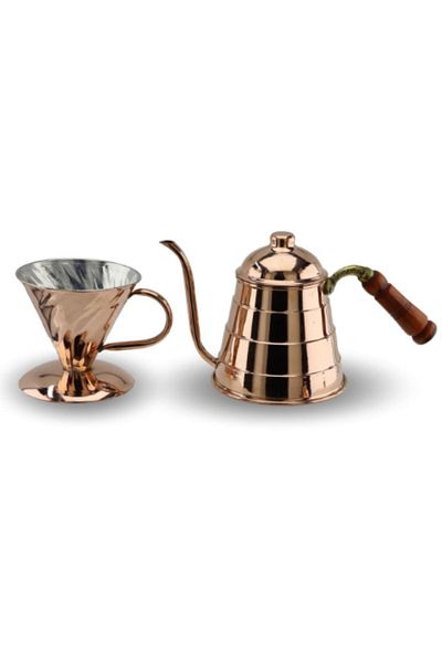 Efsoon Organics 850 ml Filter Coffee Copper Teapot Set