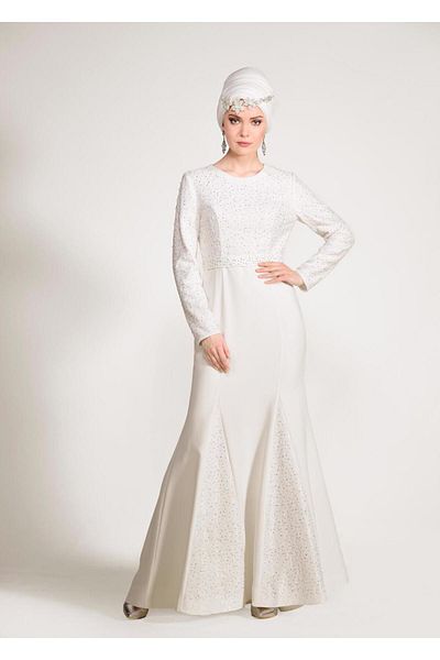 TRENDTESETTÜR Γυναικείο βραδινό φόρεμα Cream Stone T 5474