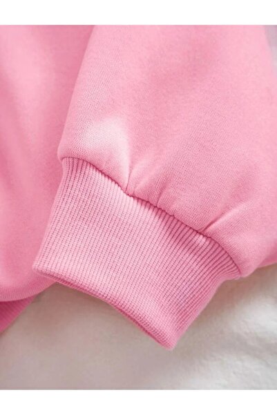 blausee wear Φούτερ με κουκούλα ροζ Oversize Comfortable Fit Eye Crown με στάμπα