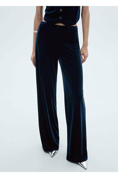 MANGO Woman Pantaloni din catifea cu picioare late