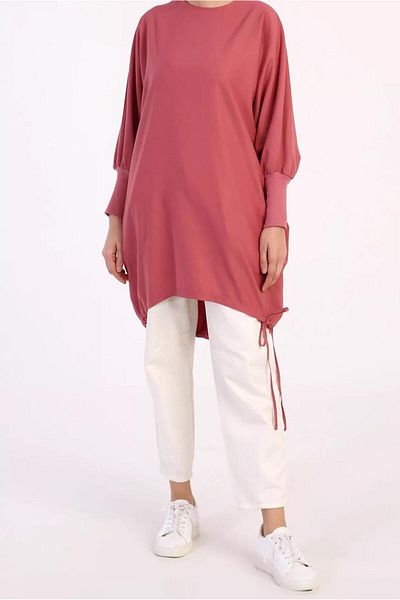 TRENDTESETTÜR Women's Pink (ROSE) Tunic with Elastic Cuffs 40005
