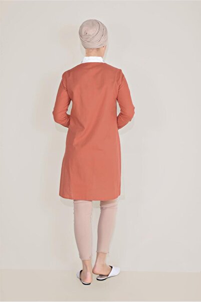 TRENDTESETTÜR Women's Orange (ORANGE) Cotton Embroidered Collar Tunic T 40596