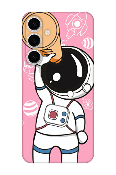 frondcase حافظة لهاتف سامسونج S24 FE رائد الفضاء باللون الوردي