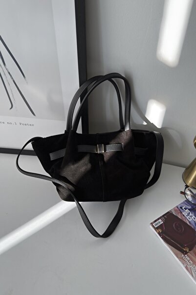 LEONAS Mini Belt Genuine Leather Hand and Shoulder Bag Denny Black