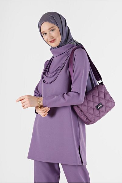 TRENDTESETTÜR Women's Purple (LILA) Degaje Collar Double PantsTeam 7586
