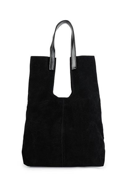 minebag Geanta de umar de dama din piele intoarsa neagra si liliac