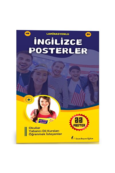 Enine Boyuna Eğitim الملصقات الإنجليزية مع الترقق (ملصقات دورة اللغة الإنجليزية)