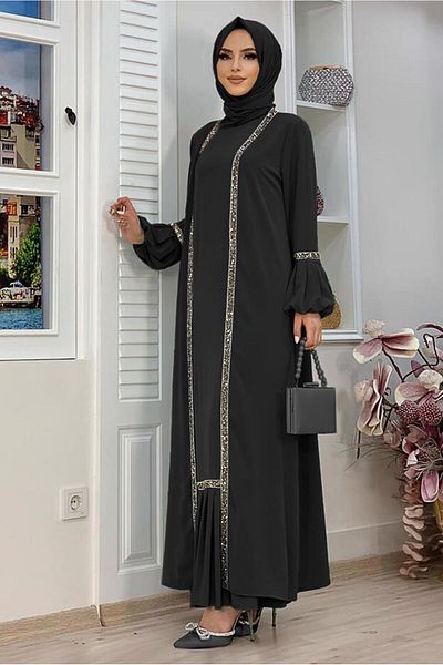 TRENDTESETTÜR Γυναικείο κοστούμι φόρεμα με μαύρη ριγέ λεπτομέρεια T 7563