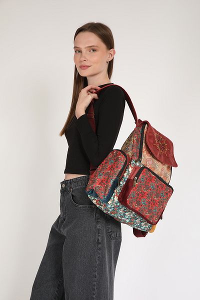 Street Bag Ethnic Bohemian Αυθεντικό Σχέδιο Συνονθύλευμα 5 Θέσεων Σακίδιο πλάτης Ορθοπεδικό Αδιάβροχο