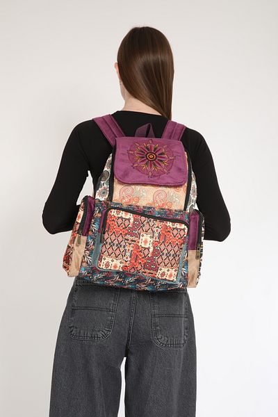 Street Bag Ethnic Bohemian Αυθεντικό Σχέδιο Συνονθύλευμα 5 Θέσεων Σακίδιο πλάτης Ορθοπεδικό Αδιάβροχο