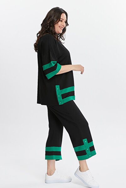 Ebsumu Γυναικεία Σετ φόρμας Capris Μαύρη Plus Size