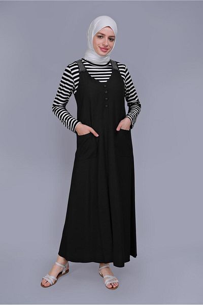 TRENDTESETTÜR Γυναικεία μαύρη φούντα με λεπτομέρεια τσέπη Gilet 40781