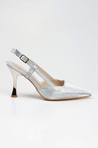 MFT AYAKKABI Women's Silver Patterned Evening Shoes