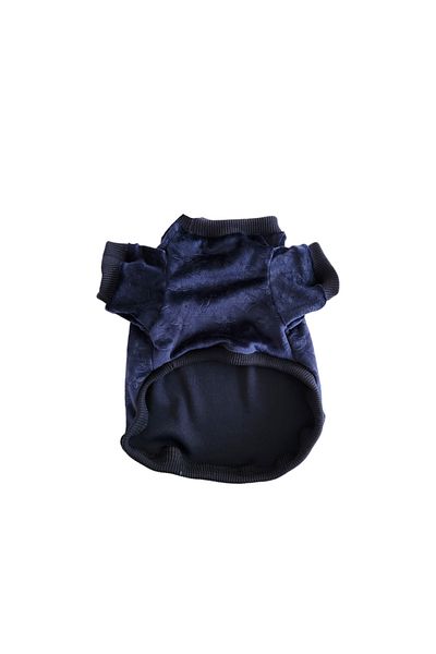 atelyu Cat Dog Suit Velvet Printed Navy Blue Sweatshirt