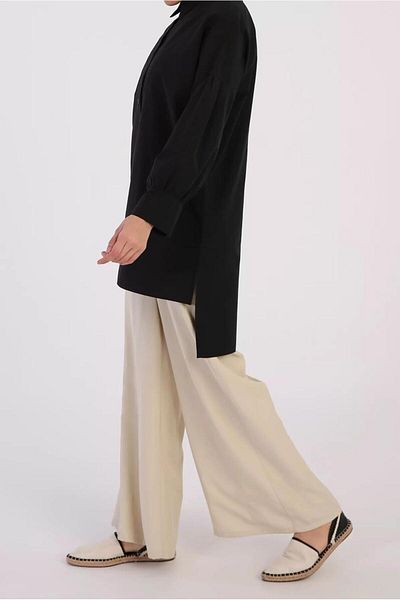 TRENDTESETTÜR Women's Black Buttoned Tunic 25005