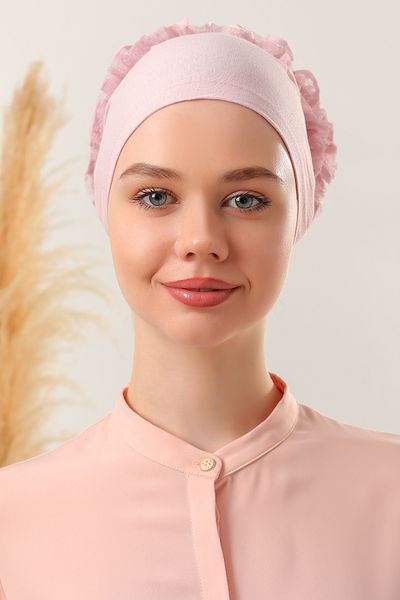 Melodi Scarf Hijab Γυναικείο Σετ 3 βολάν και ραμμένη σκόνη καπό