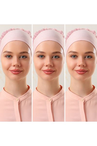 Melodi Scarf Hijab Γυναικείο Σετ 3 βολάν και ραμμένη σκόνη καπό