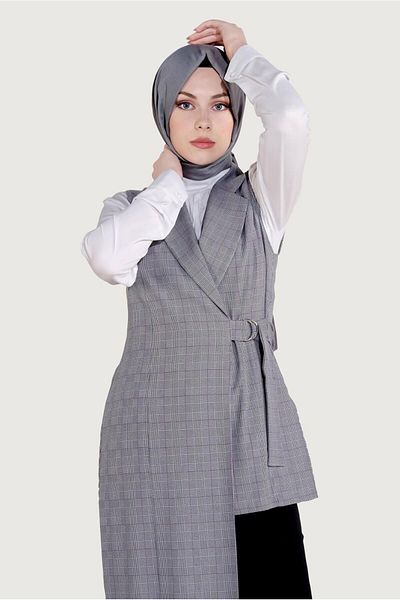 TRENDTESETTÜR WOMEN'S BLACK (BLACK-PURPLE) ASYMMETRIC CUT VEST 4092